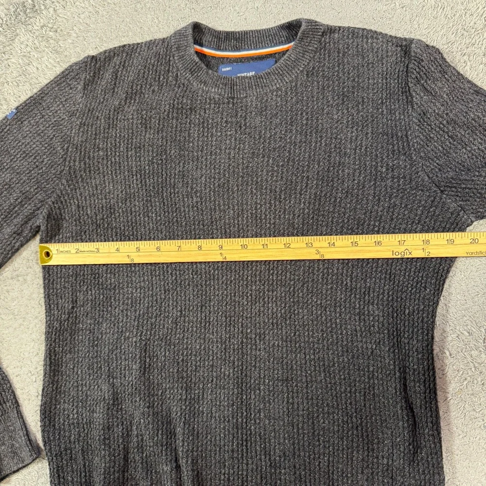 Superdry Mens M Vintage Cotton Knit Sweater Charcoal Grey